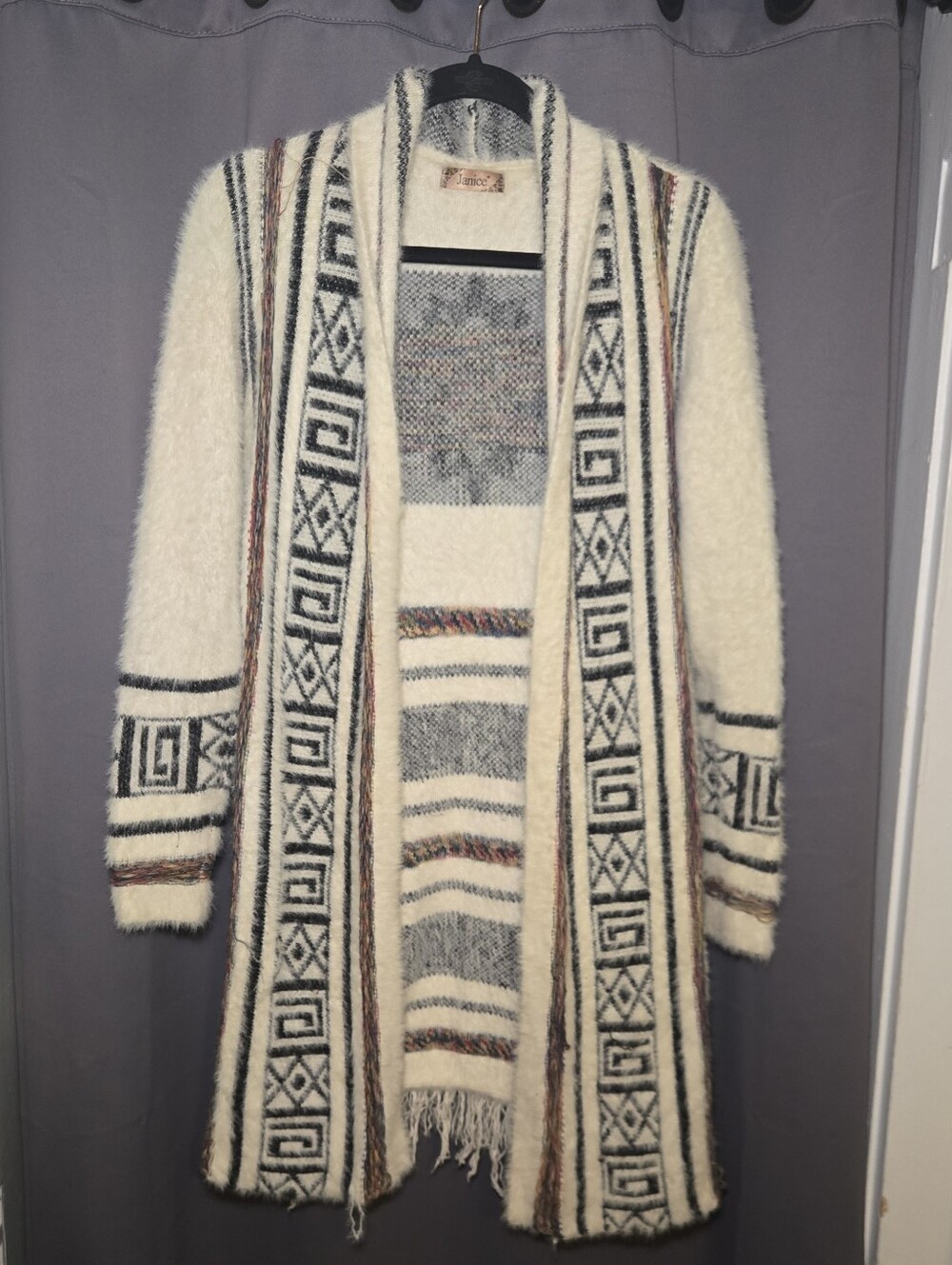 Cozy Open-Front Patterned Cardigan Sweater - Cream